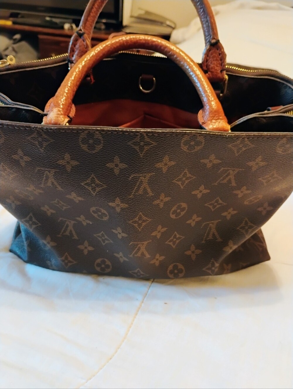 Designer-Inspired Brown Monogram Satchel Bag